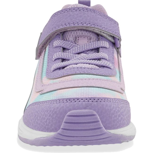 Front of Kids' Stride Rite Surge Bounce Light Up Sneaker in Lilac with velcro strap