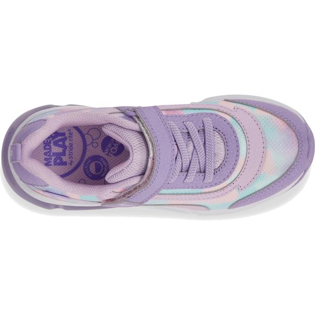Upper of Kids' Stride Rite Surge Bounce Light Up Sneaker in Lilac with velcro strap