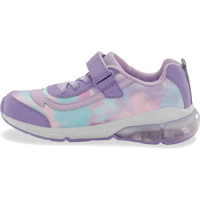 Medial side of Kids' Stride Rite Surge Bounce Light Up Sneaker in Lilac with velcro strap