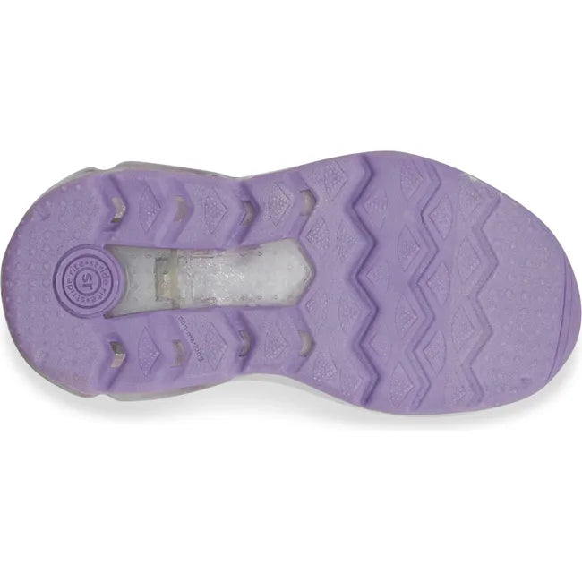 Sole of Little Kids' Stride Rite Surge Bounce Light Up Sneaker in Lilac