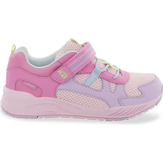 Lateral side of Kids' Stride Rite Made2Play Player Sneaker in Light Pink with velcro strap