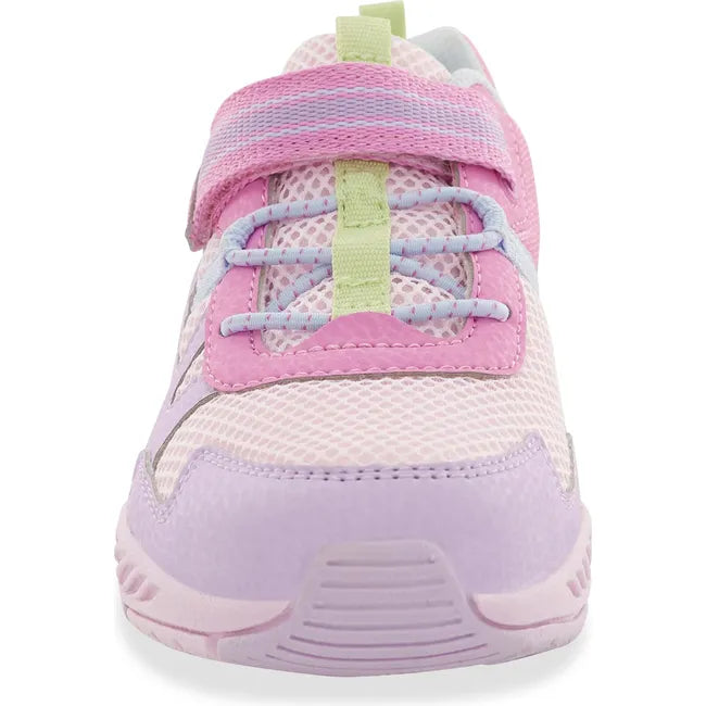 Front of Kids' Stride Rite Made2Play Player Sneaker in Light Pink with velcro strap
