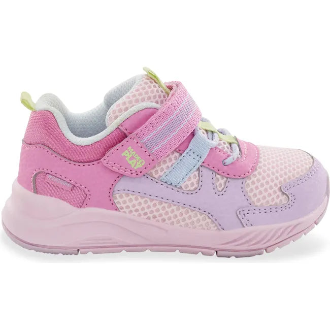 Lateral side of Little Kids' Stride Rite Made2Play Player Sneaker in Light Pink with velcro strap