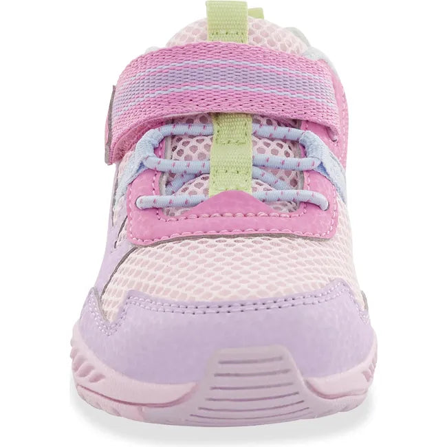 Front of Little Kids' Stride Rite Made2Play Player Sneaker in Light Pink with velcro strap