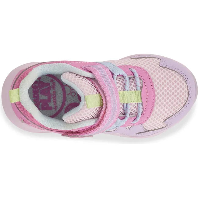 Upper of Little Kids' Stride Rite Made2Play Player Sneaker in Light Pink with velcro strap