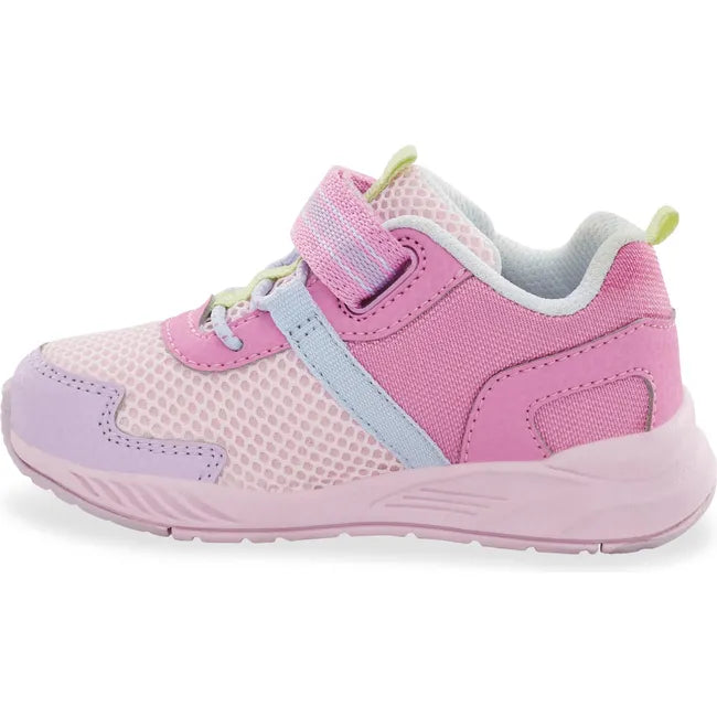 Medial side of Little Kids' Stride Rite Made2Play Player Sneaker in Light Pink with velcro strap