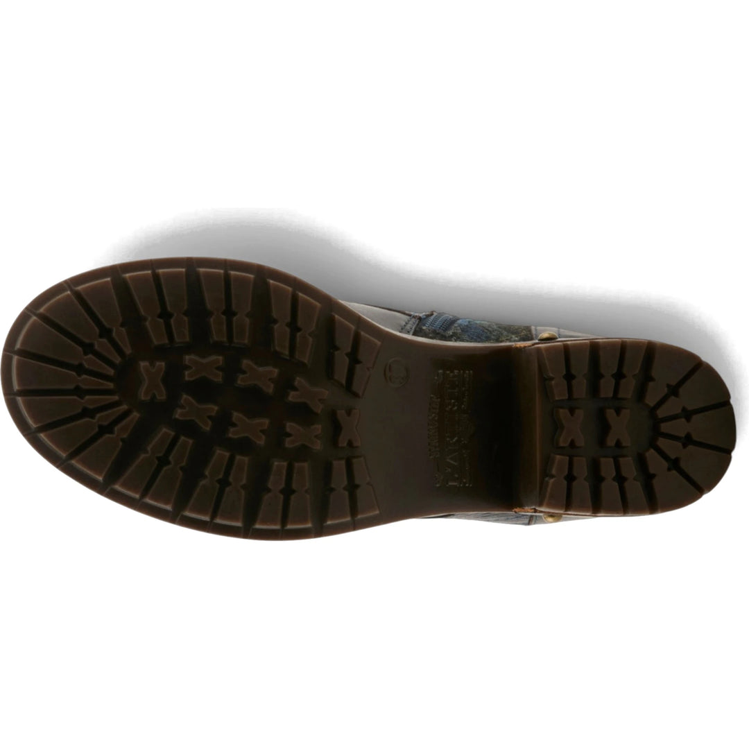 Sole of navy multi leather and plaid L&