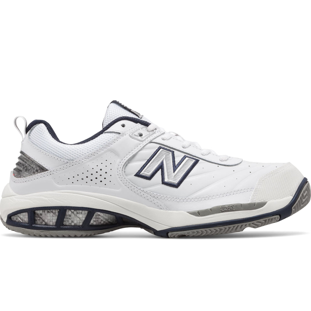 Side of New Balance Men's 806 tennis shoe in White