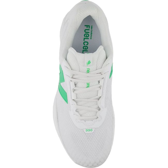 Lace up upper of Men's New Balance 996 V6 Tennis Shoe in White and Green Apple