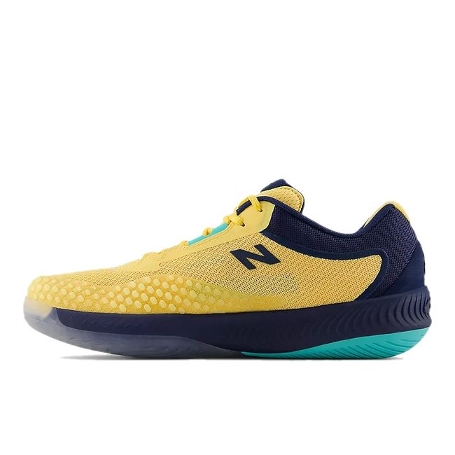 Medial side of New Balance Men's 996 V6 Tennis Shoe in nb navy and parchment yellow