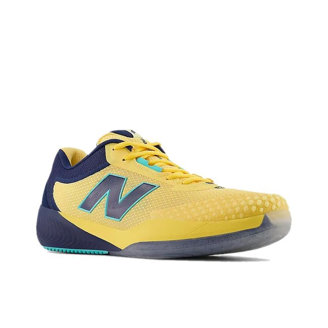 Front angled view of New Balance Men's 996 V6 Tennis Shoe in nb navy and parchment yellow
