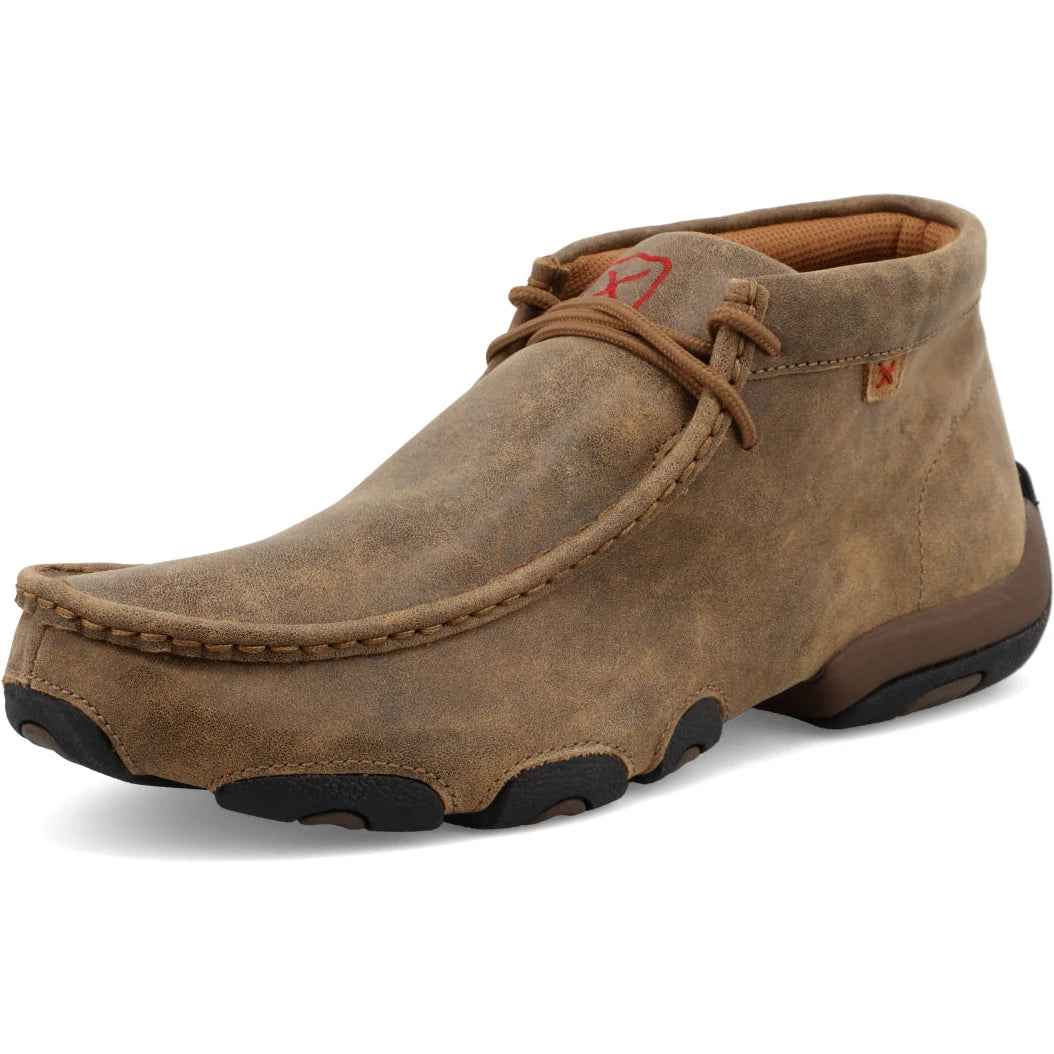 Front angled view of Twisted X Men's Original Chukka Driving Moc in Bomber
