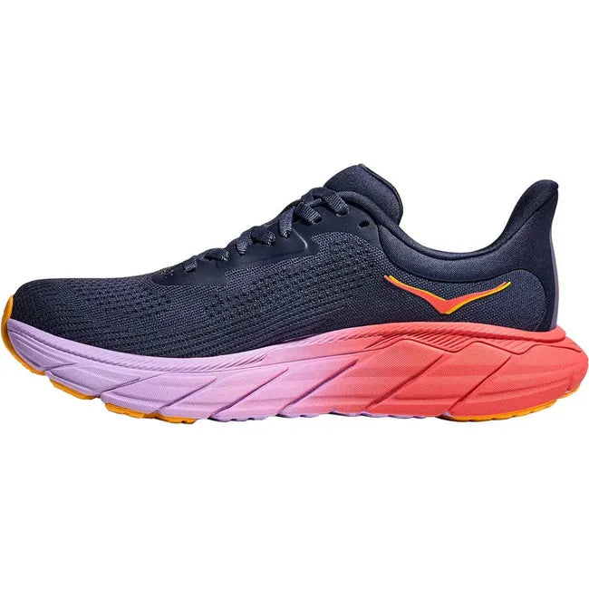 Medial side of Women&#39;s Hoka Arahi 7 Running Shoe in Nautical Dusk and Varsity Navy