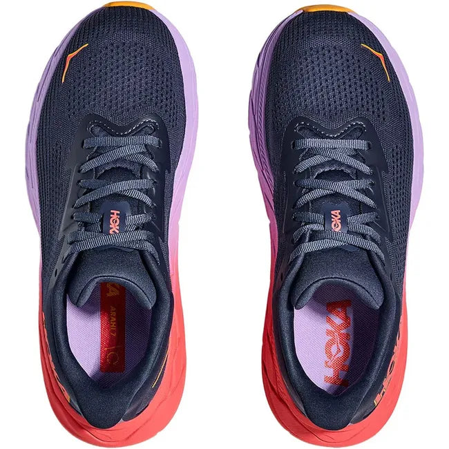 Lace up upper of Women&#39;s Hoka Arahi 7 Running Shoe in Nautical Dusk and Varsity Navy