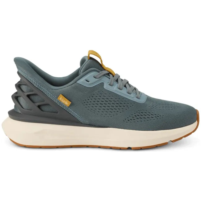 Lateral side of Mens Kizik Athens 2 Sneaker in stormy blue green with easy on HandsFree Step-In tech