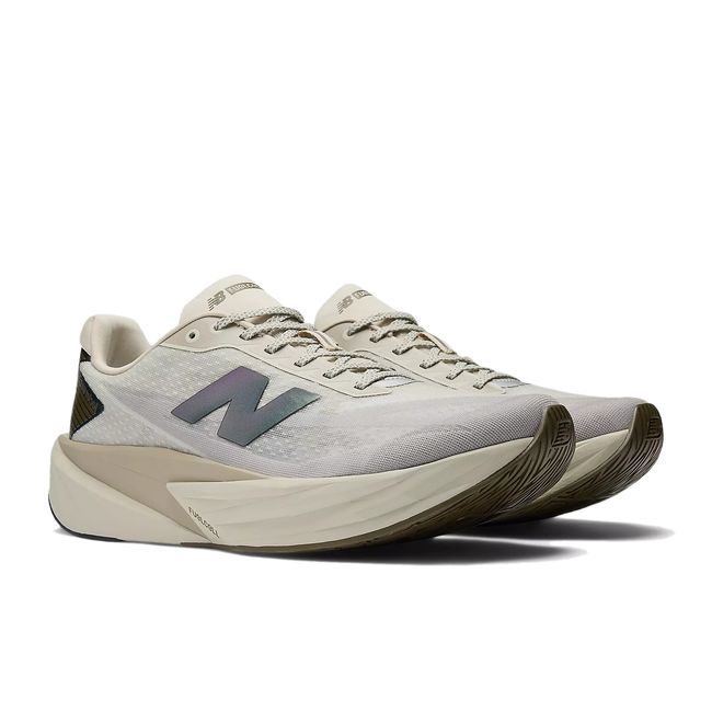 Pair f New Balance Men's FuelCell Rebel V5 Running Shoes in Shipyard Beige