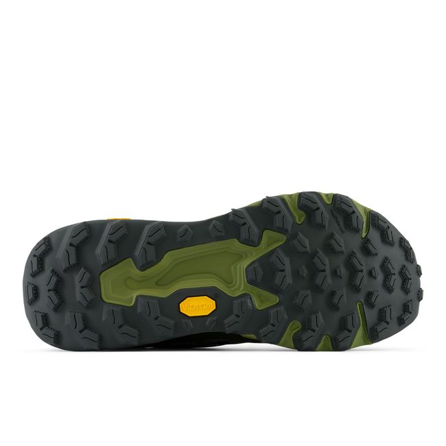 Vibram outsole of the New Balance Hierro Trek showing the deep trail lugs