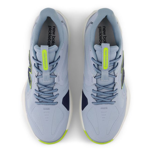 Top down view of the New Balance SmashStep PKL pair in pale blue mesh