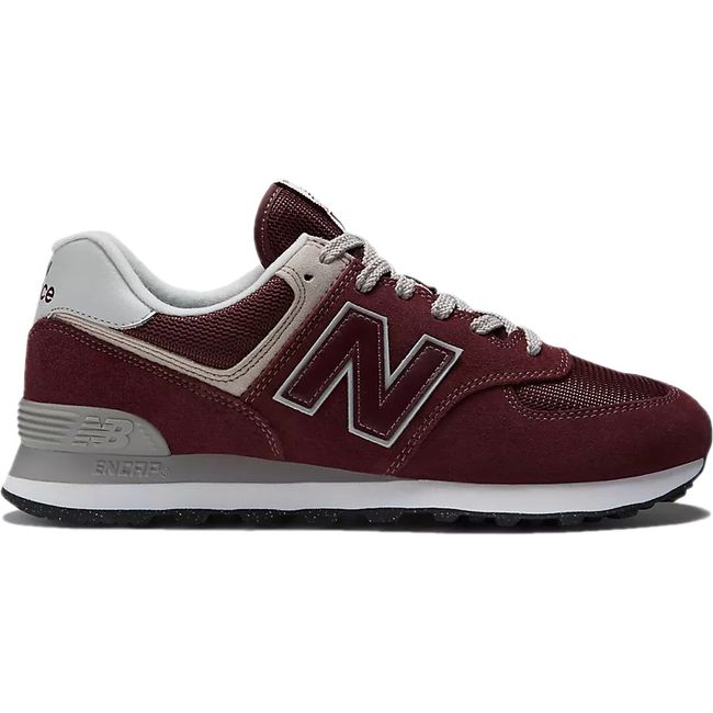 Lateral side of New Balance Men's 574 Core Shoe in Burgundy Red