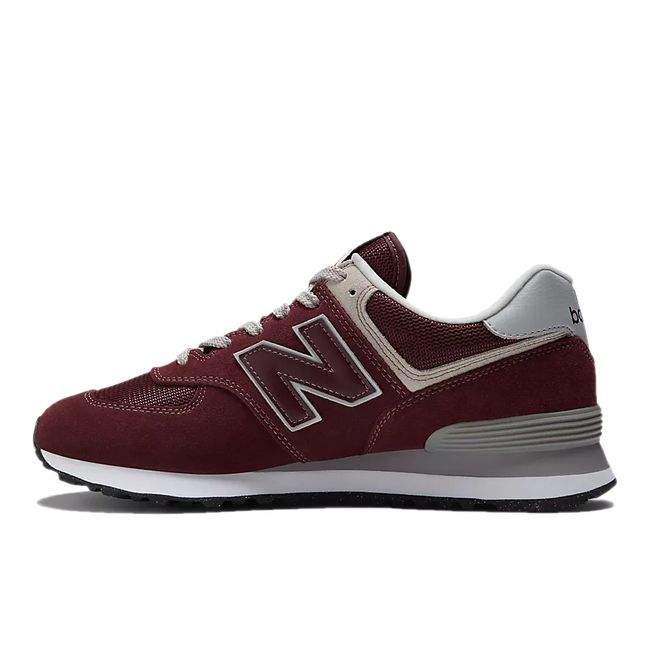 Medial side of New Balance Men's 574 Core Shoe in Burgundy Red