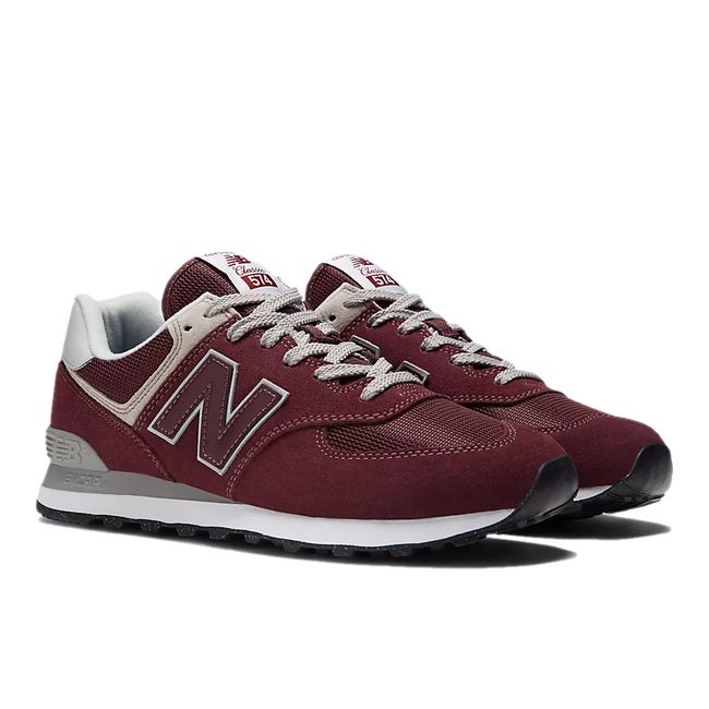 Pair of New Balance Men's 574 Core Shoes in Burgundy Red