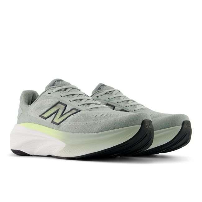 Pair of New Balance Fresh Foam X More v6 running shoes in pale sage grey
