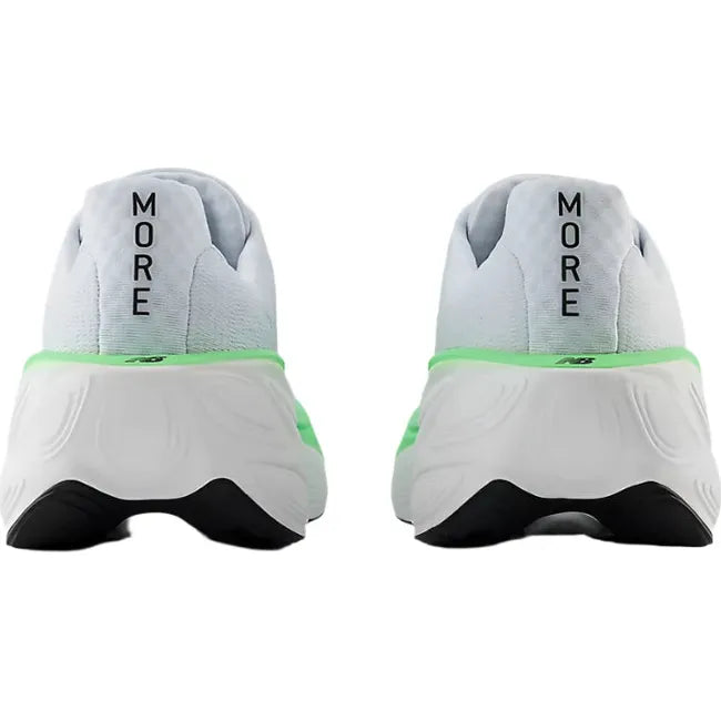 Heels of New Balance Men's Fresh Foam X More V5 Running Shoes in Ice blue and Jade