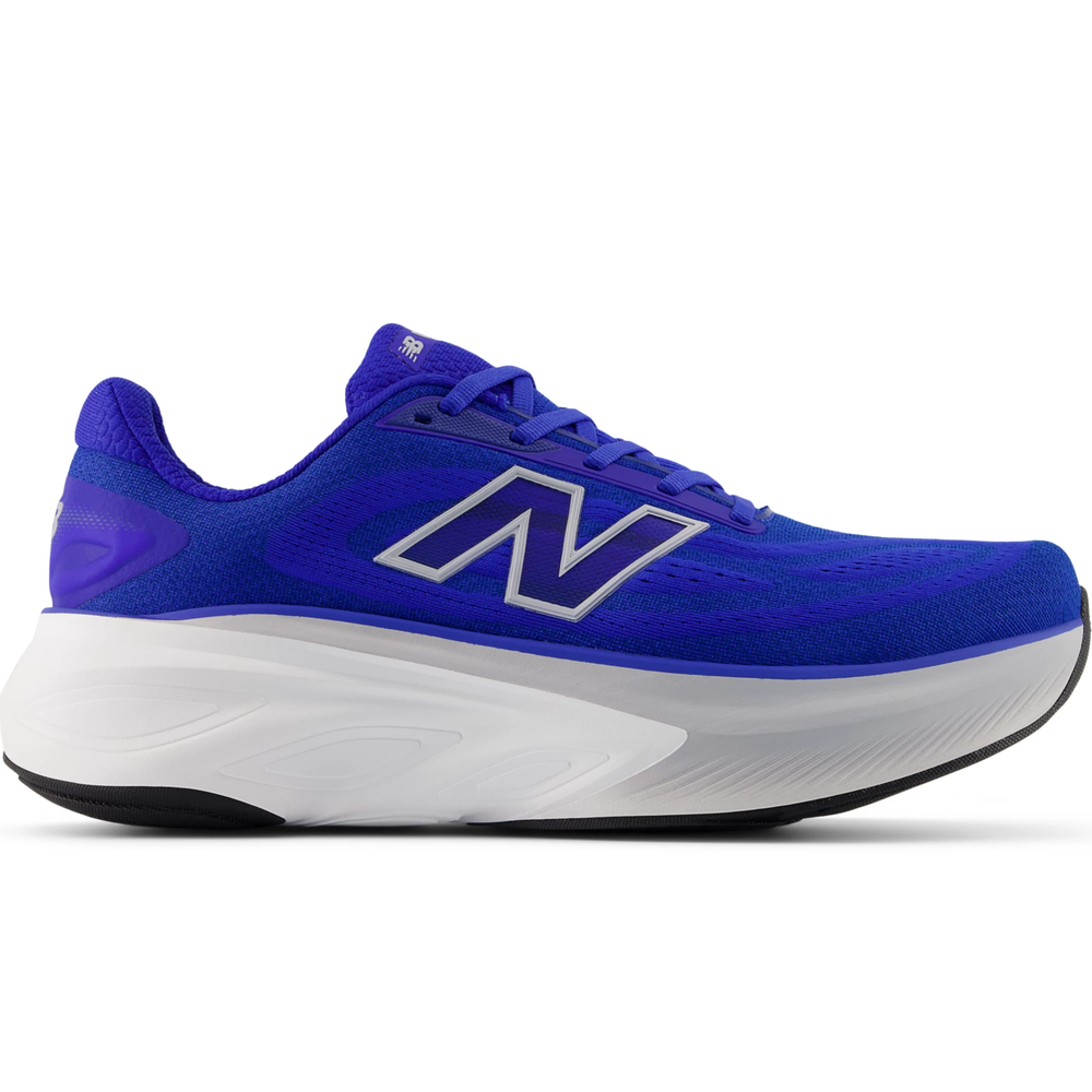 Side of New Balance Men's Fresh Foam X More v6 Running Shoe in Blue Gemstone/Galaxy Blue/Silver Metallic