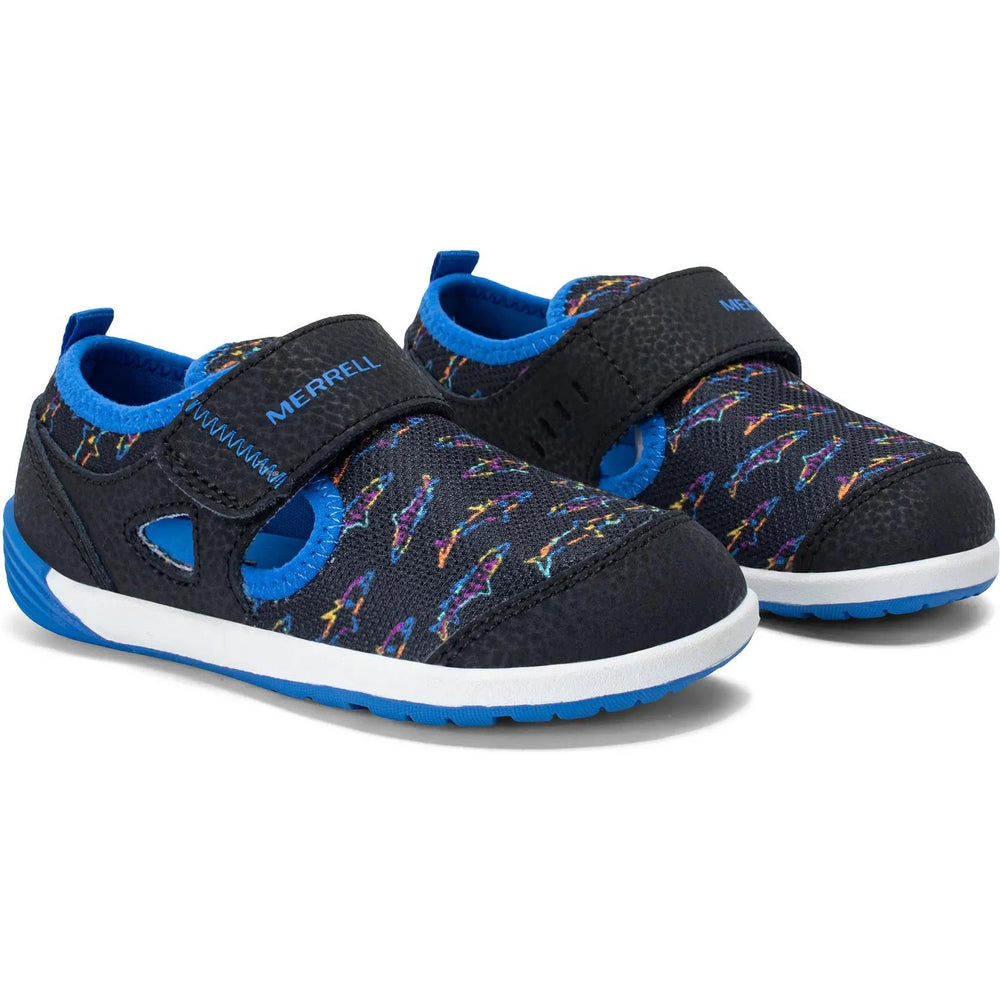Pair of Merrell Kids' Bare Steps H2O Water Shoe (Toddler) in Black/Royal