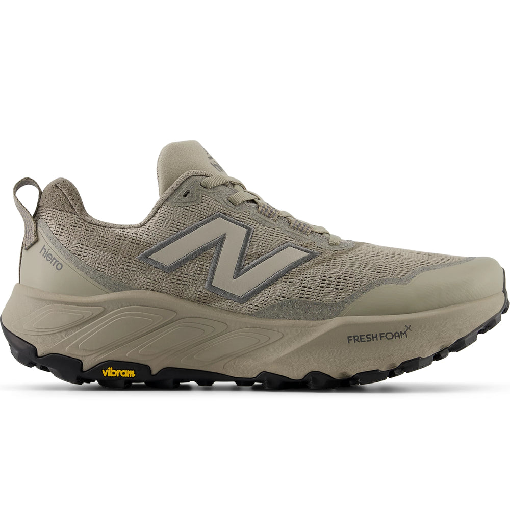 Side of New Balance Men's Fresh Foam X Hierro v9 Trail Running Shoe in Arid Stone/Castlerock