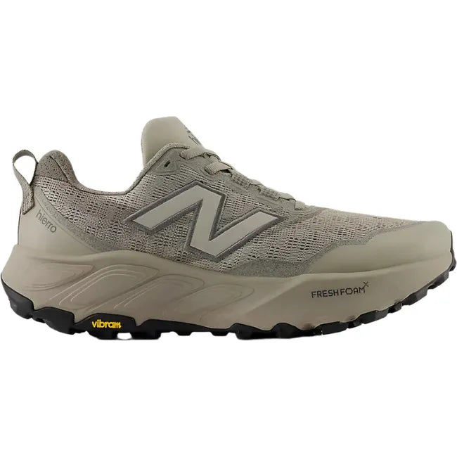 Lateral of New Balance Men's Fresh Foam X Hierro V9 Trail Running Shoe in arid stone beige