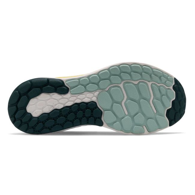 White sole of New Balance Men's Fresh Foam X Vongo V5 Running Shoe in Deep Sea Sulphur Yellow