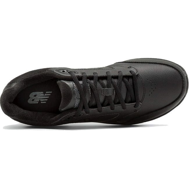 Lace up upper of New Balance 928 Women's Stability Walking Shoe with Rollbar in Black leather.