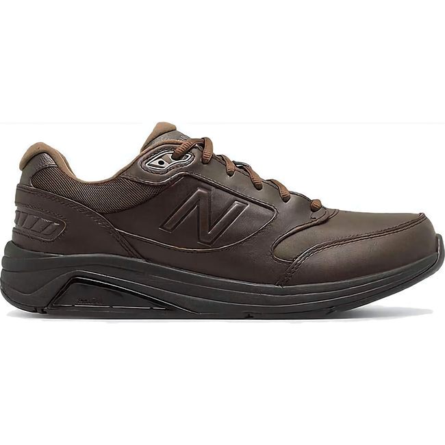 Lateral side of New Balance 928 Men's Stability Walking Shoe with Rollbar in Brown leather