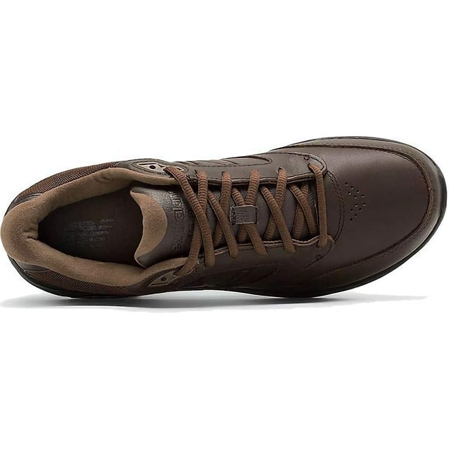 Lace up upper of New Balance 928 Men's Stability Walking Shoe with Rollbar in Brown leather.