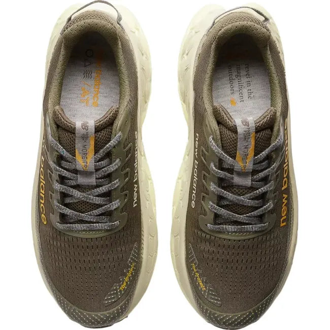 Upper of Men's New Balance Fresh Foam X More V5 Trail Running Shoes in Dark Camo Olive