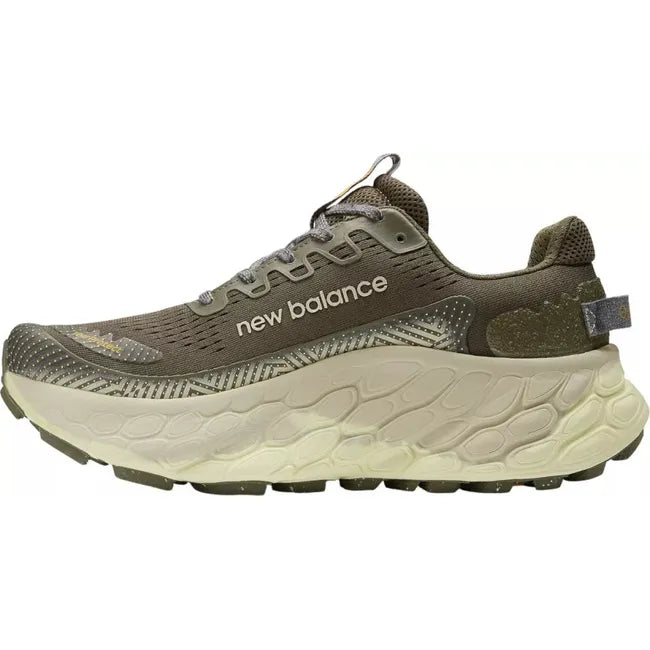 Medial side of Men's New Balance Fresh Foam X More V5 Trail Running Shoe in Dark Camo Olive
