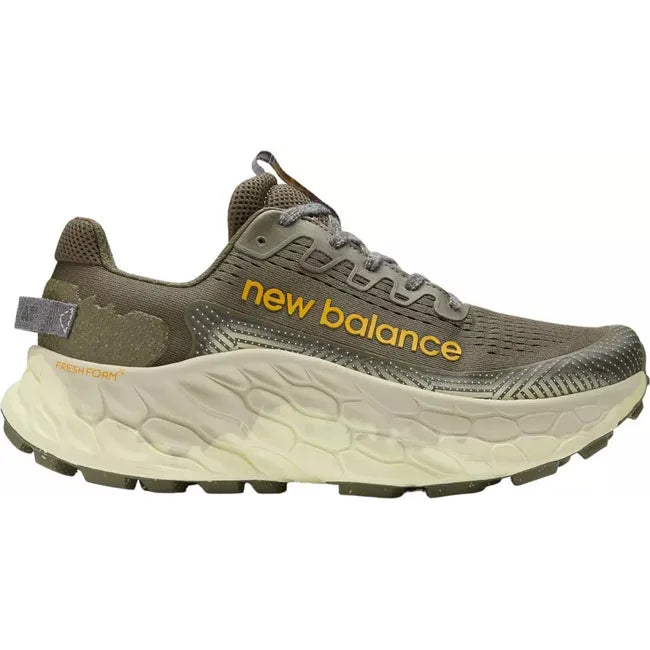 Lateral side of Men's New Balance Fresh Foam X More V5 Trail Running Shoe in Dark Camo Olive