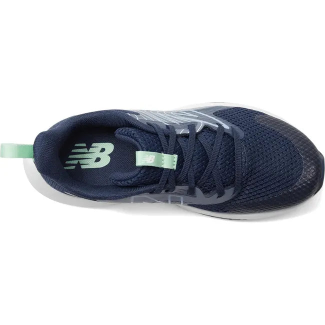 Lace up upper of New Balance Big Kids' Rave Run V2 Running Shoe in NB Navy