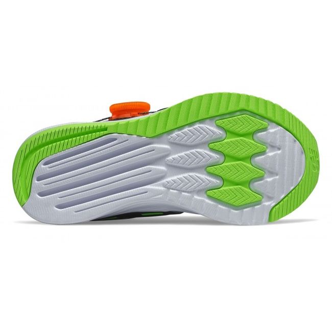 White sole of New Balance Kids' FuelCore Reveal BOA Running Shoe in Steel Energy Lime