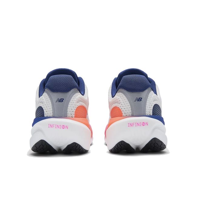 Women’s New Balance 1080 V15 running shoes in sea salt and blue oyster, rear heel view