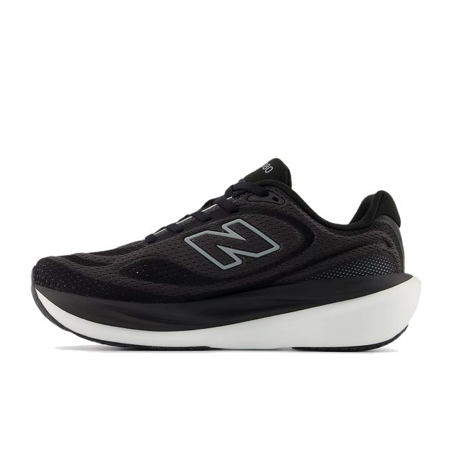 Women’s New Balance 1080 V15 running shoe in black and white mesh, medial view