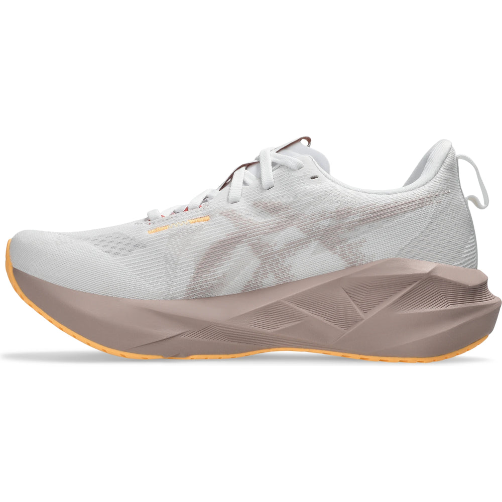 Inside of ASICS Women's Novablast 5 Running Shoe in White/Fawn