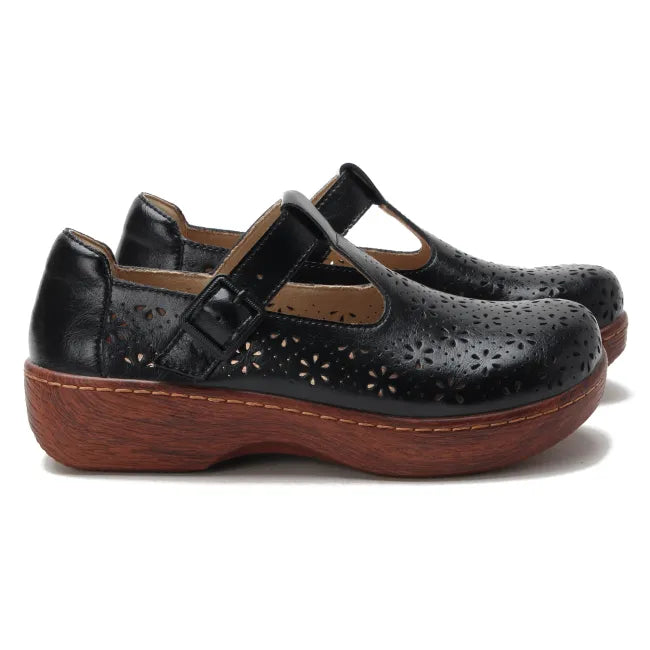 Alegria Women's Odessa Mary Jane in Black Breeze, lateral view