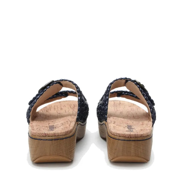 Alegria Oona Slide Sandal in Fancy Navy - back view