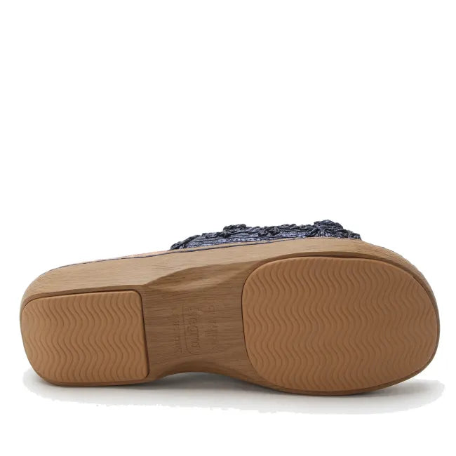 Alegria Oona Slide Sandal in Fancy Navy - sole view
