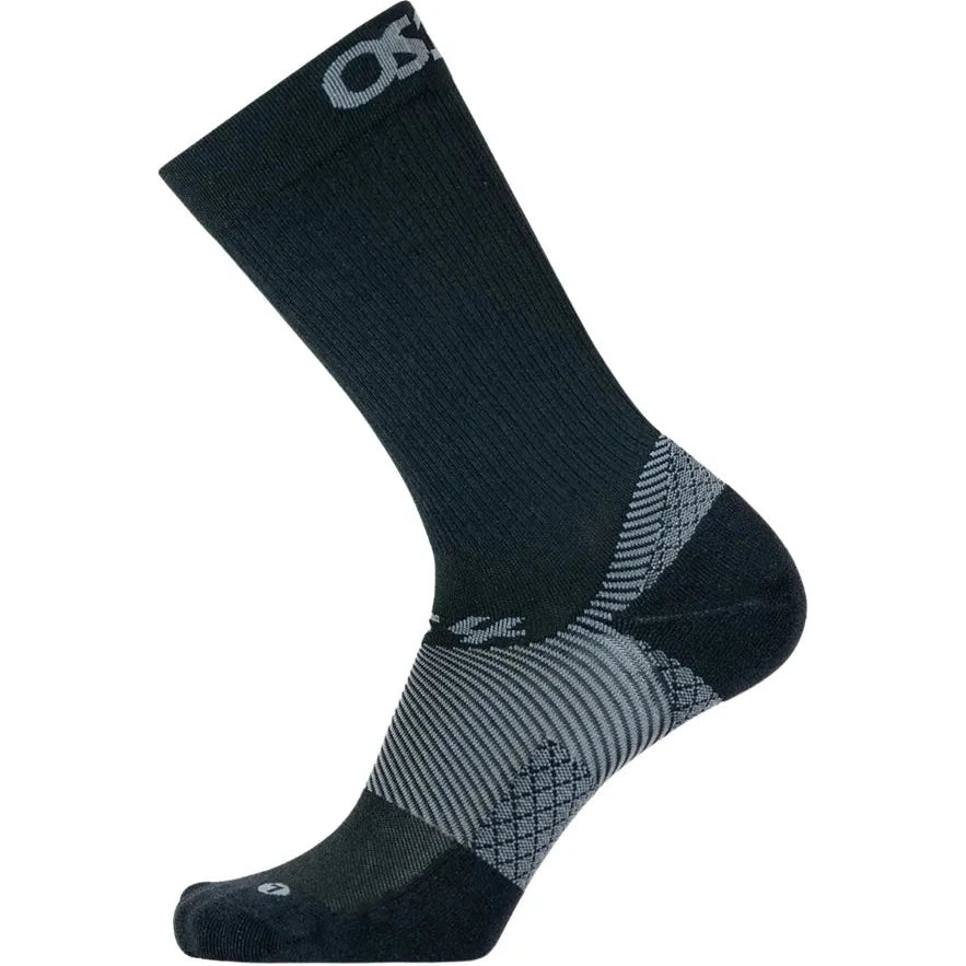 Side of OS1st FS4 Plantar Fasciitis Compression Crew Sock in Black