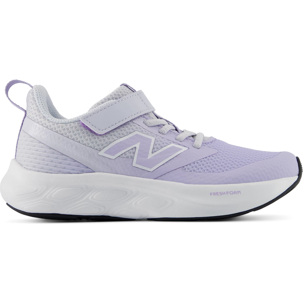 Side of New Balance Kids' Fresh Foam 625 running shoe in Smoked Violet/Fresh Air
