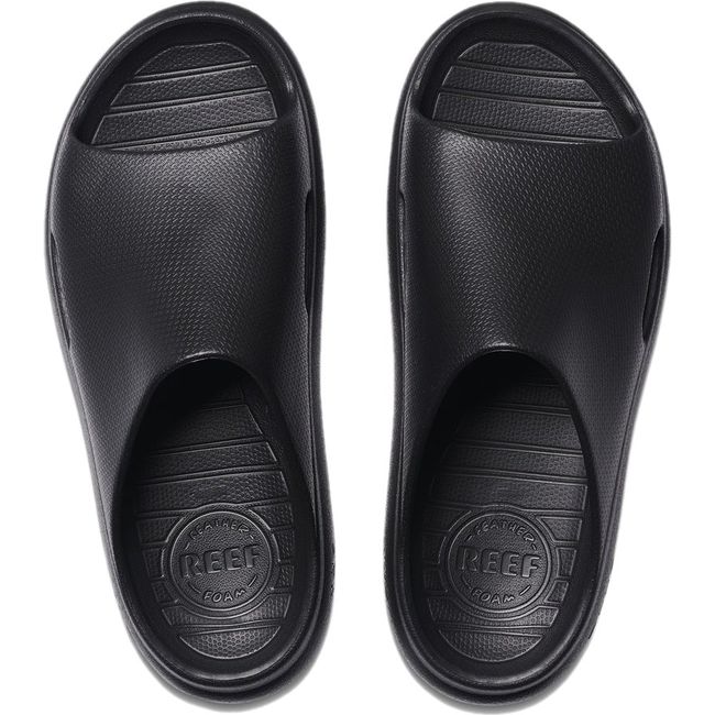 Top down view of Kids Reef Rio Slides in black EVA foam
