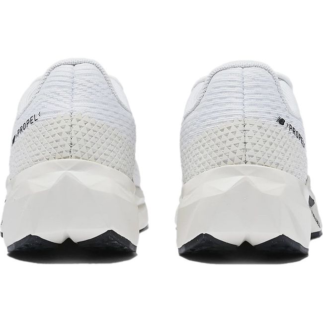 Heels of New Balance Little Kids' FuelCell Propel V5 Running Shoes in White Black and Linen